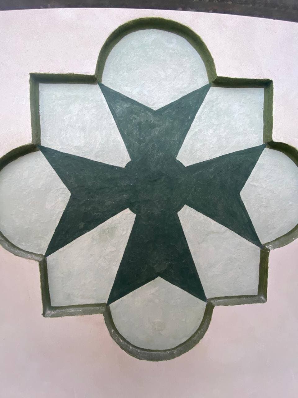 Restored painted facade ornament